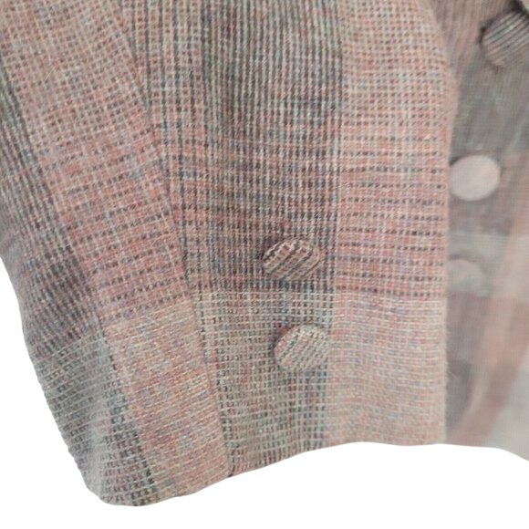 Vintage Adolph Schuman for Lilli Ann Plaid Blazer Womens Size S Suede Collar - Picture 12 of 13